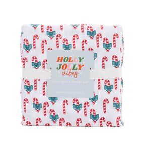 HOLLY JOLLY VIBES Multi Candycane Bows Sheet Set